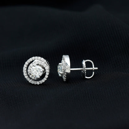 Sterling Silver Moissanite Swirl Stud Earrings for Women