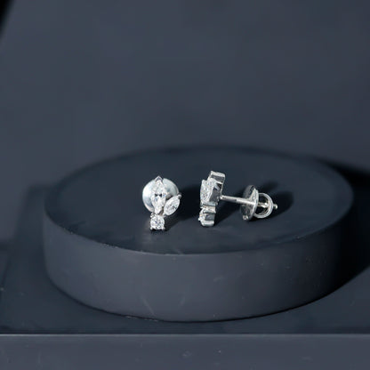 Certified Moissanite Playboy Stud Earrings in 14K Gold Plated Silver