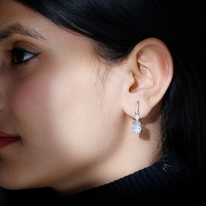 Certified Oval Shaped 4 Carat Moissanite Dangle Drop Earrings for Women