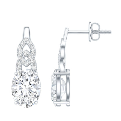 Certified 2.58 Carat Oval Moissanite Drop Earrings with Screw Back