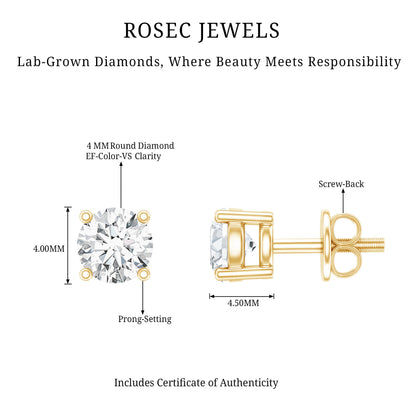 Brilliant Cut Diamond Stud Earrings in Prong Setting