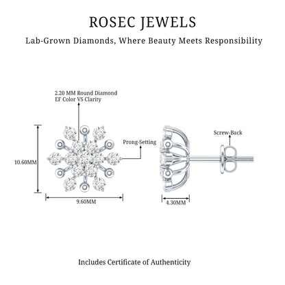 Diamond Cluster Stud Earrings