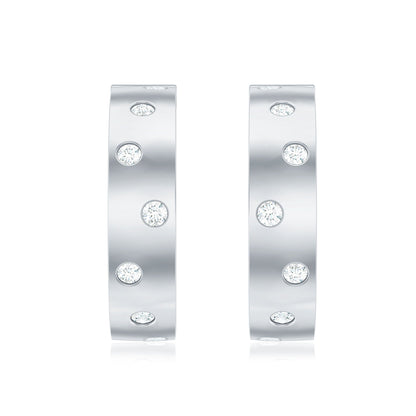 Flush Set Diamond Hoop Earrings For Women