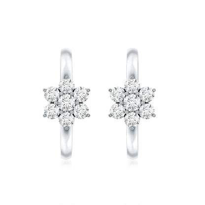 Diamond Flower Hoop Earrings For Her