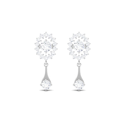 Natural Diamond Drop Dangle Earrings with Certificate
