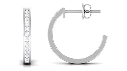 Diamond Hinged Hoop Earrings in Channel Setting