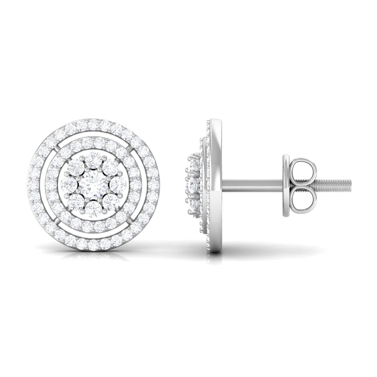 Flower Inspired Diamond Halo Stud Earrings