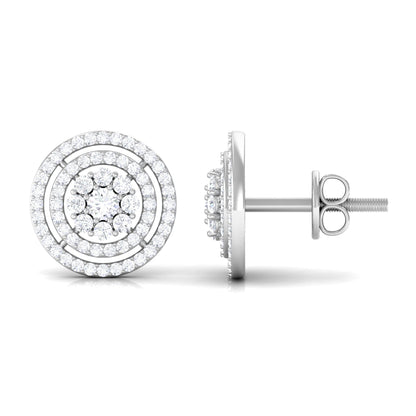 Flower Inspired Diamond Halo Stud Earrings