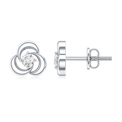 Diamond Swirl Stud Earring with Screw Back