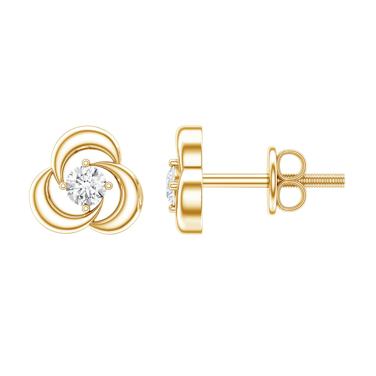 Diamond Swirl Stud Earring with Screw Back