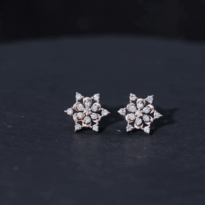 Certified Diamond Snowflake Stud Earrings