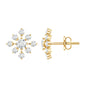 Round Cut Diamond Flower Stud Earrings for Women