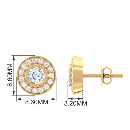 Round Moissanite Halo Stud Earrings for Women