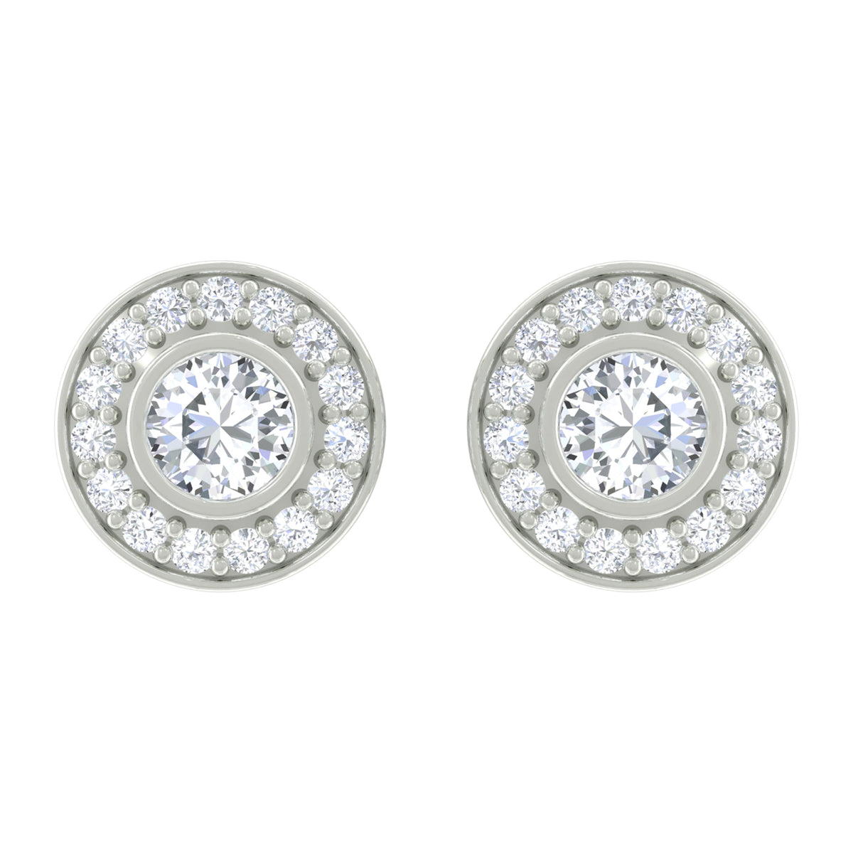 Round Moissanite Halo Stud Earrings for Women