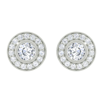 Round Moissanite Halo Stud Earrings for Women