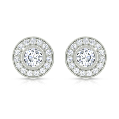 Round Moissanite Halo Stud Earrings for Women