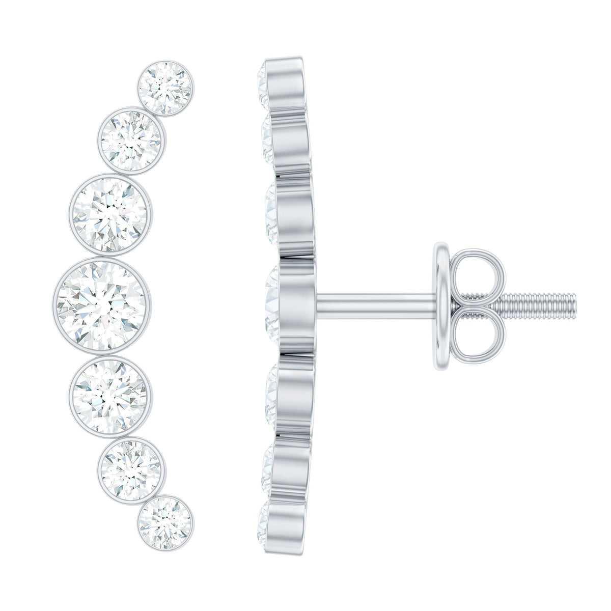 Natural Diamond Climber Earrings with Screw Back