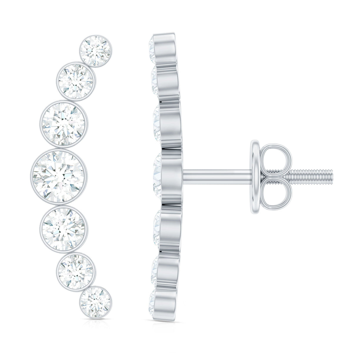 Natural Diamond Climber Earrings with Screw Back