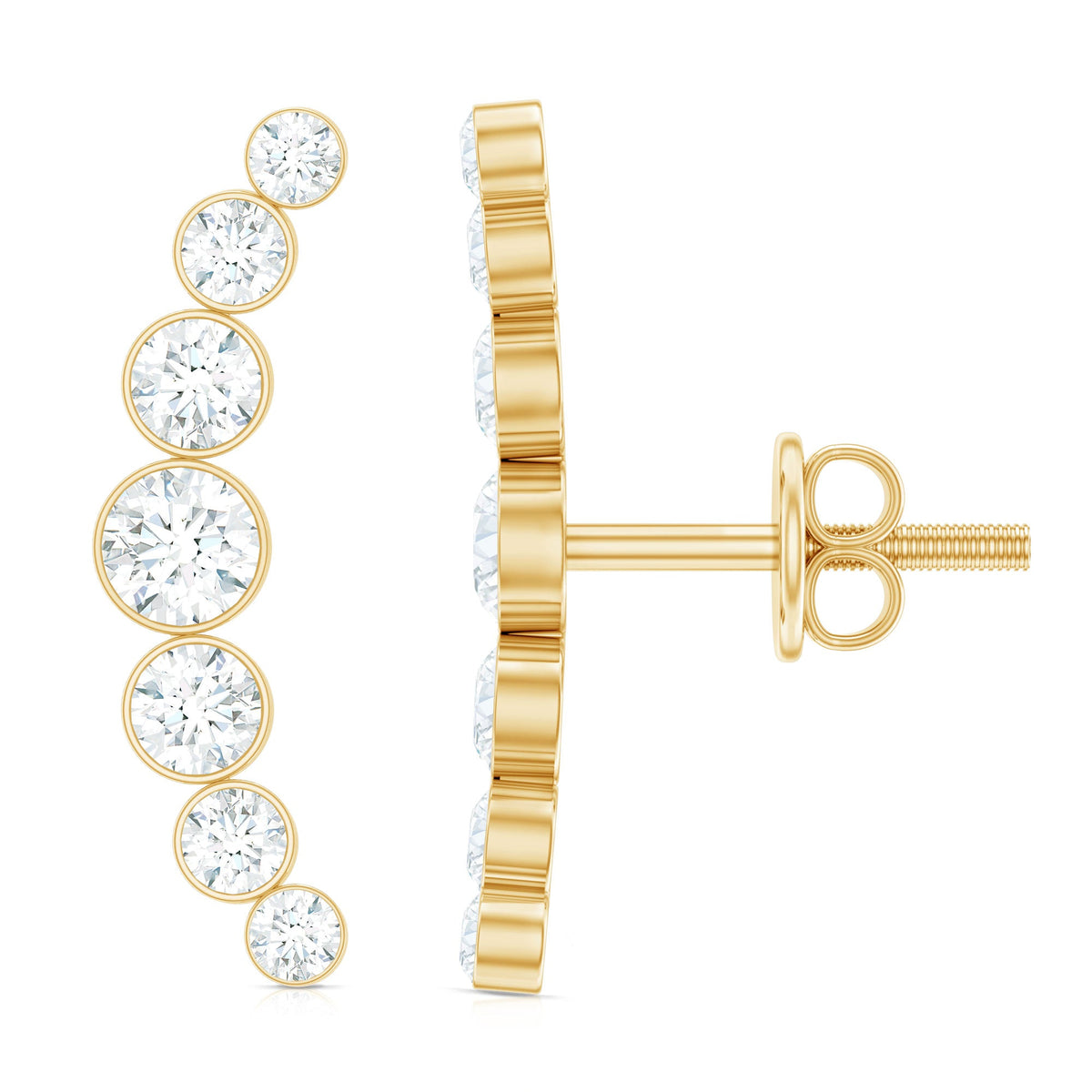 Natural Diamond Climber Earrings with Screw Back