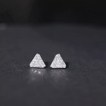 Genuine Diamond Triangle Stud Earrings