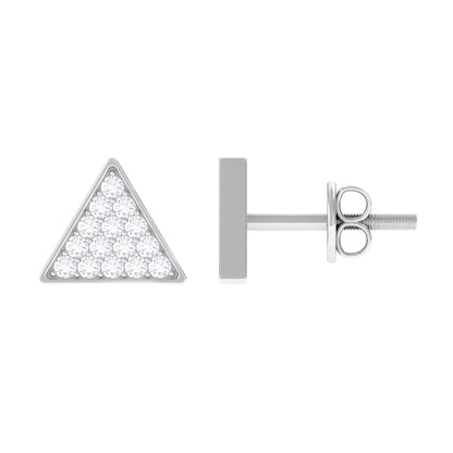 Genuine Diamond Triangle Stud Earrings