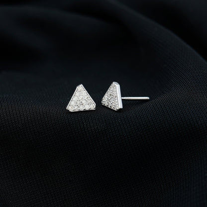 Genuine Diamond Triangle Stud Earrings