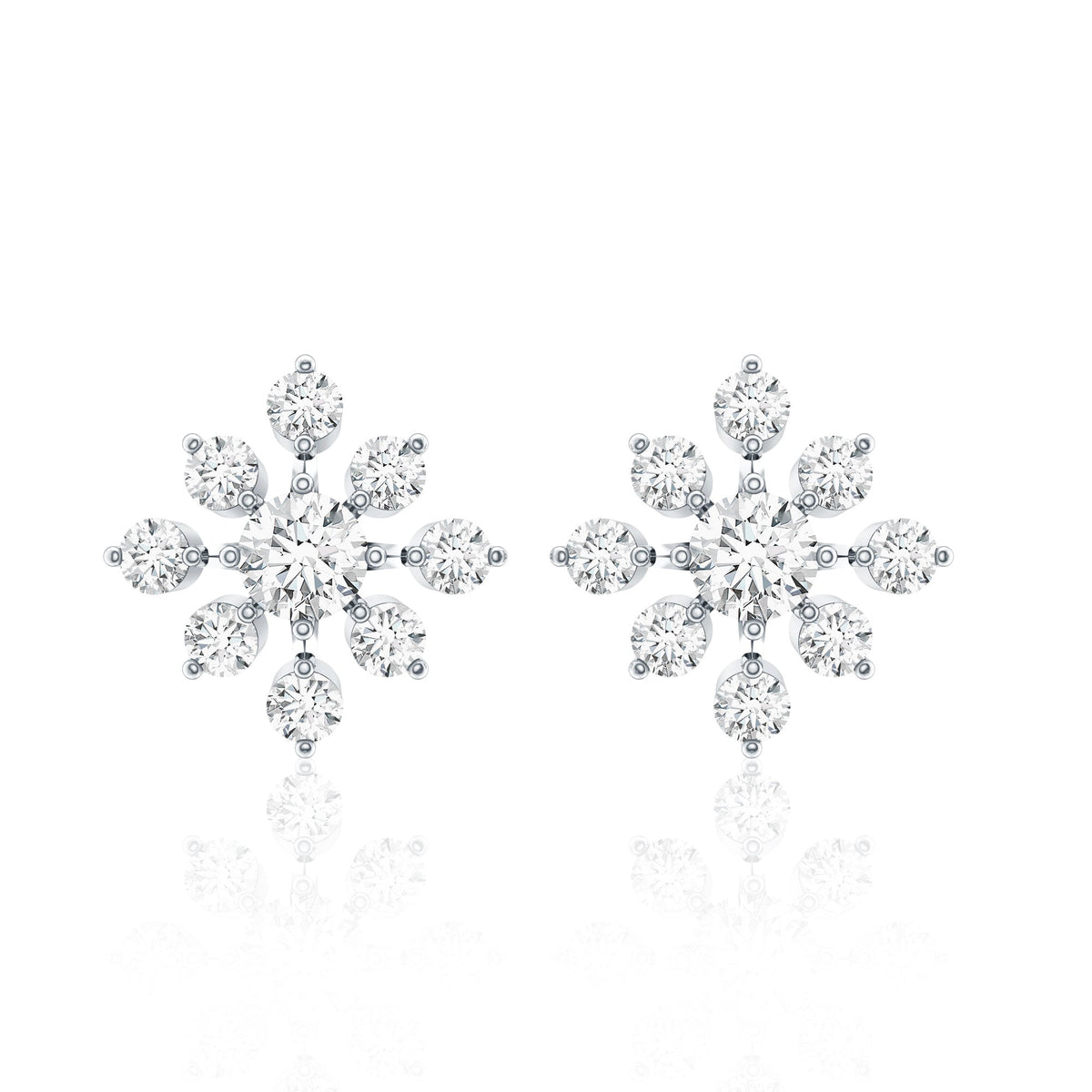 Certified Moissanite Floral Stud Earrings for Women