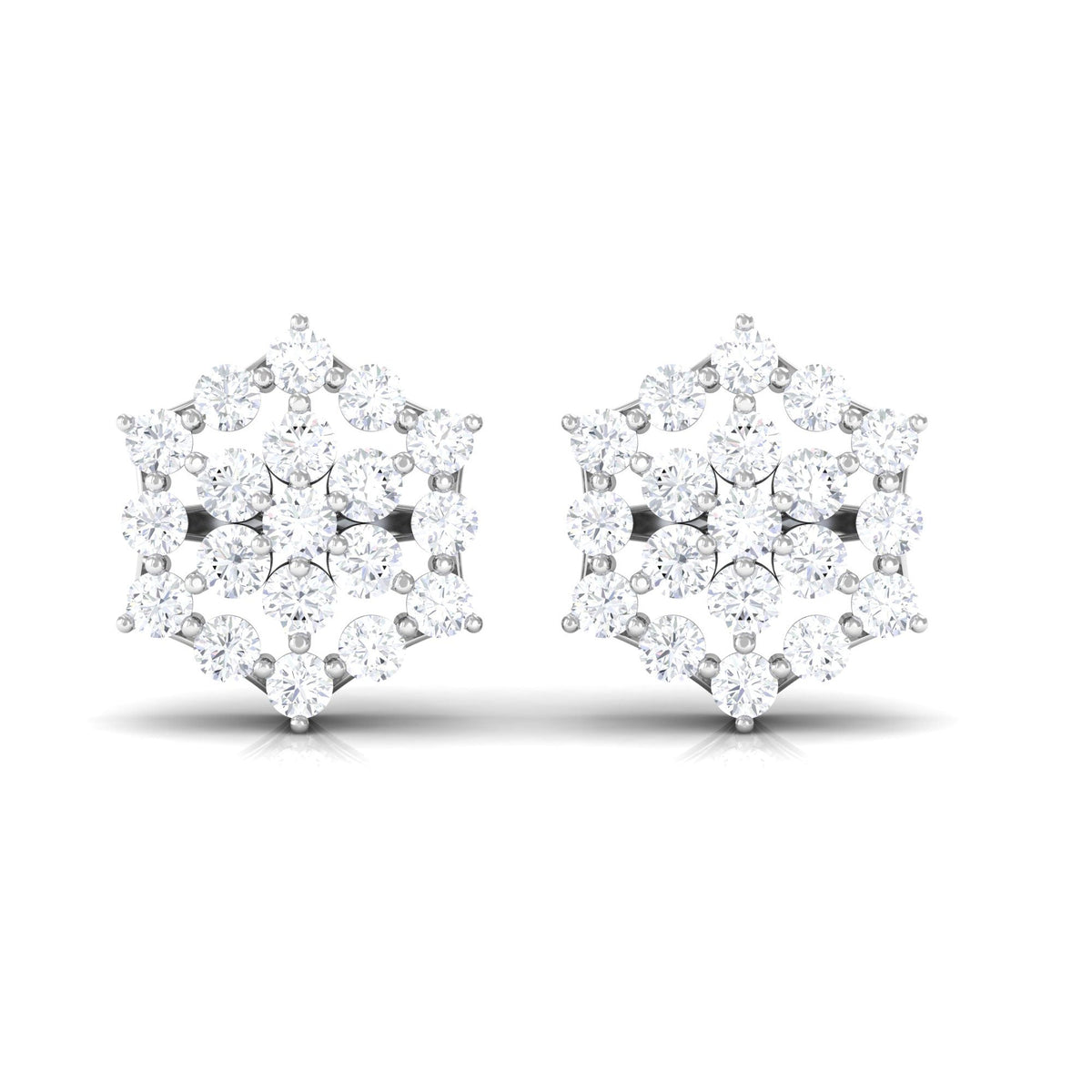 Certified Moissanite Flower Cluster Earrings with Screw Back