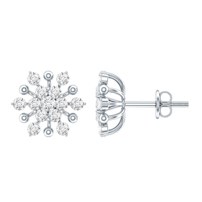 Moissanite Floral Cluster Stud Earrings