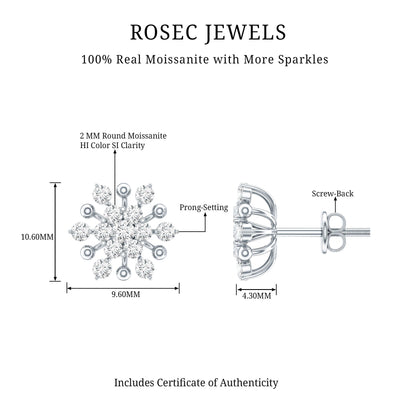 Moissanite Floral Cluster Stud Earrings