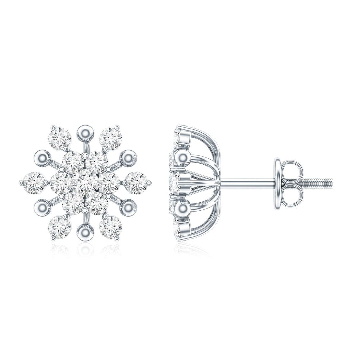 Moissanite Floral Cluster Stud Earrings
