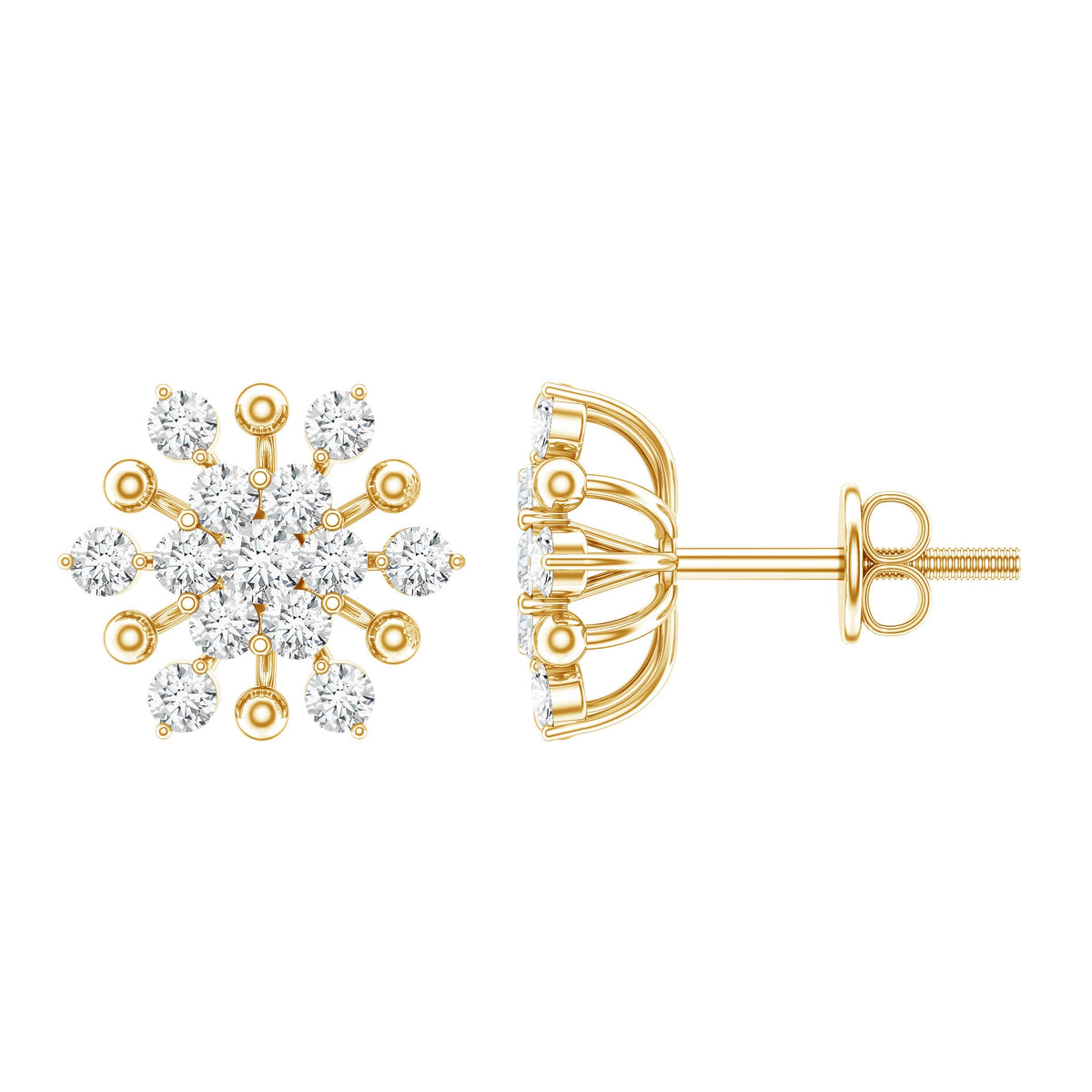 Moissanite Floral Cluster Stud Earrings