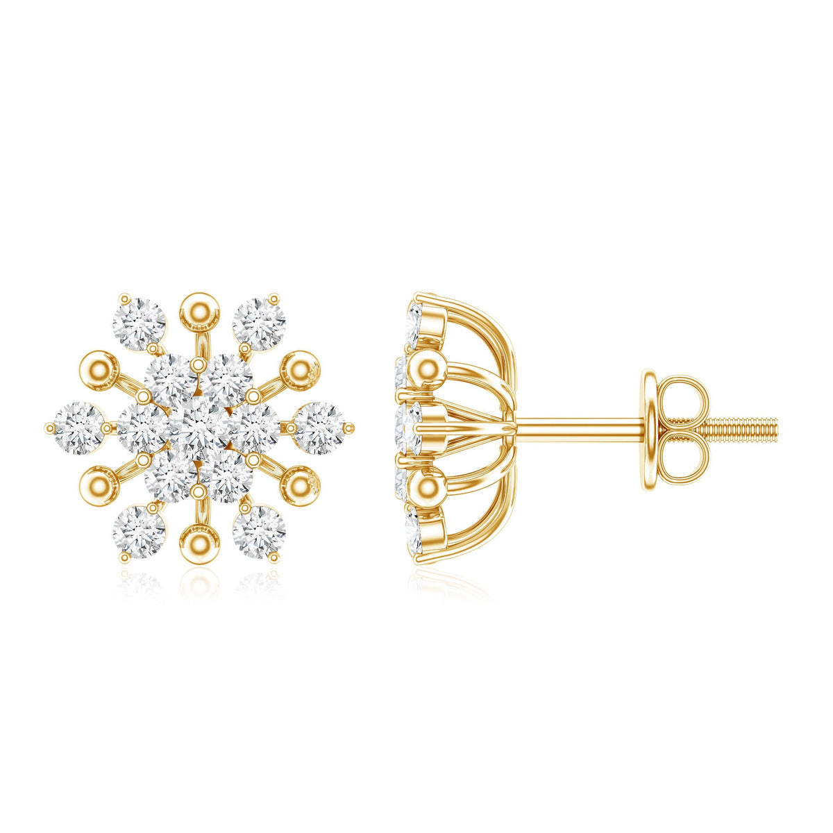 Moissanite Floral Cluster Stud Earrings