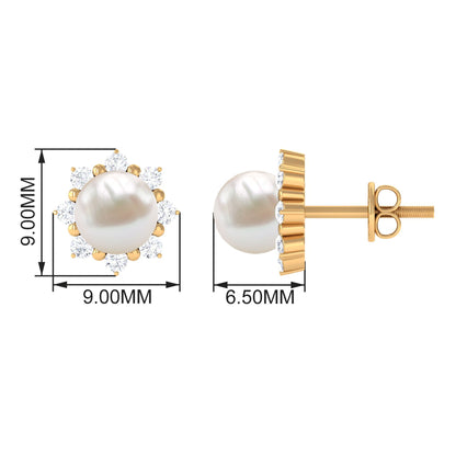 Freshwater Cultured Pearl Earrings with Diamond