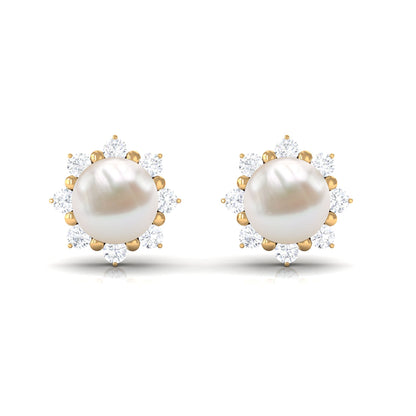 Freshwater Cultured Pearl Earrings with Diamond