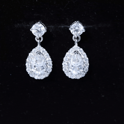 1.5 Carat Moissanite Bridal Dangle Earrings in Prong Setting