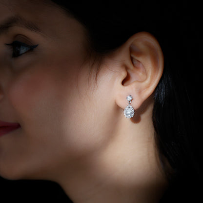 2.50 CT Moissanite Teardrop Bridal Earrings in Silver