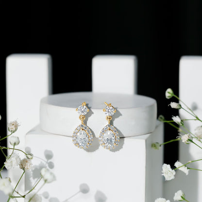1.5 Carat Moissanite Bridal Dangle Earrings in Prong Setting