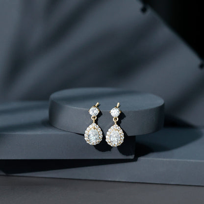 1.5 Carat Moissanite Bridal Dangle Earrings in Prong Setting