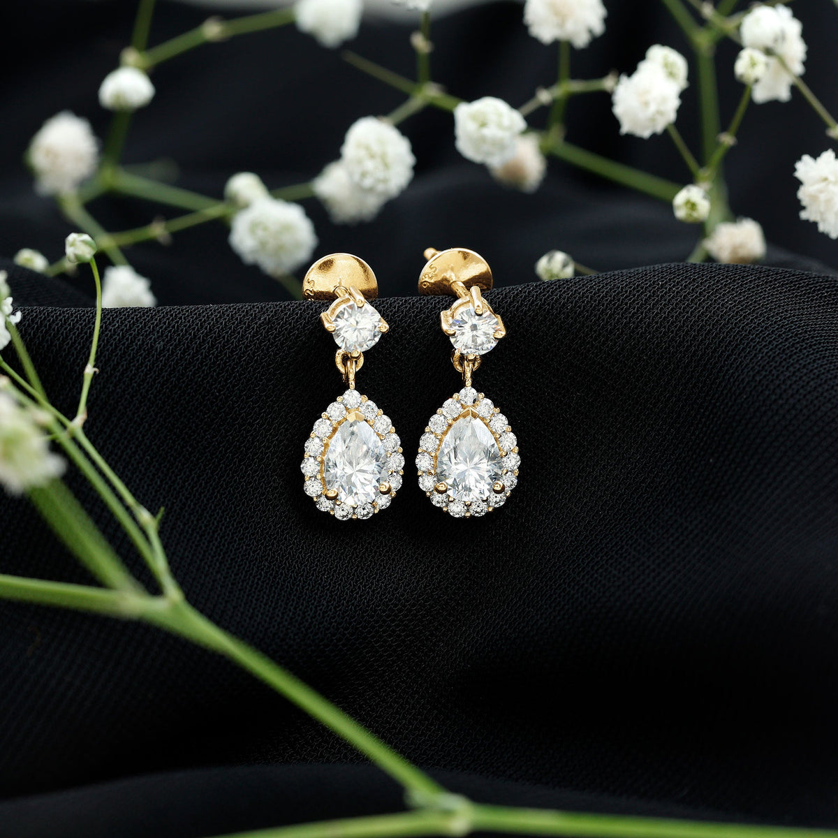 1.5 Carat Moissanite Bridal Dangle Earrings in Prong Setting