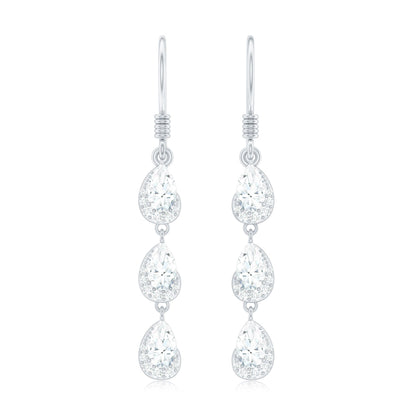 Certified Moissanite Dangling Wedding Earrings for Bride