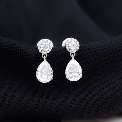 Classic Moissanite Bridal Drop Earrings