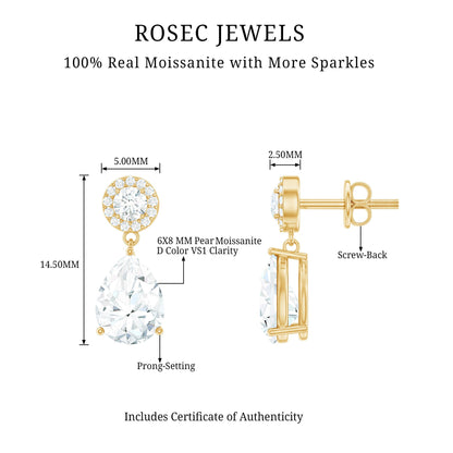 Classic Moissanite Bridal Drop Earrings