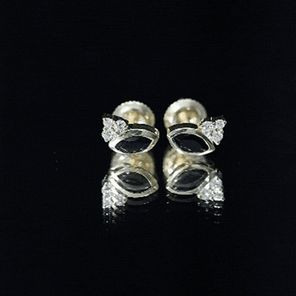 Marquise Cut Black Spinel Stud Earrings with Diamonds