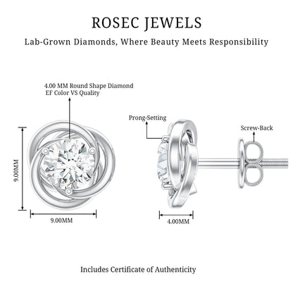 Certified Lab Grown Diamond Swirl Earrings With Screw Back