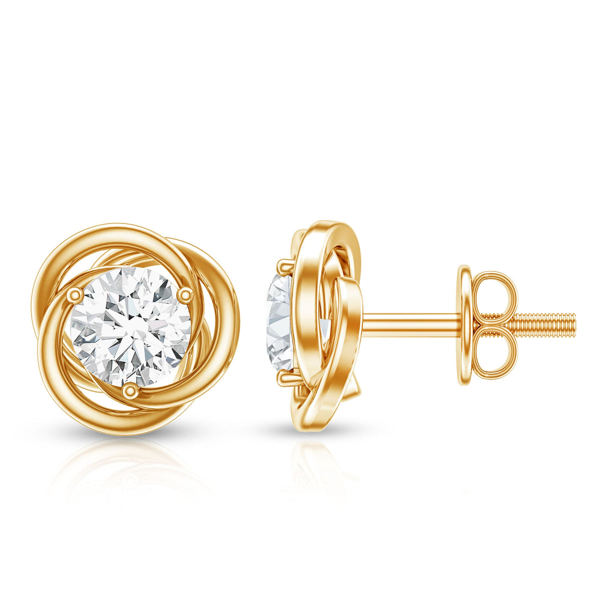 Certified Lab Grown Diamond Swirl Earrings With Screw Back