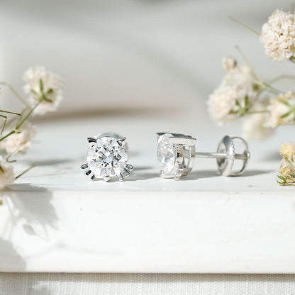 Certified 6MM Lab Grown Diamond Cute Cat Earrings