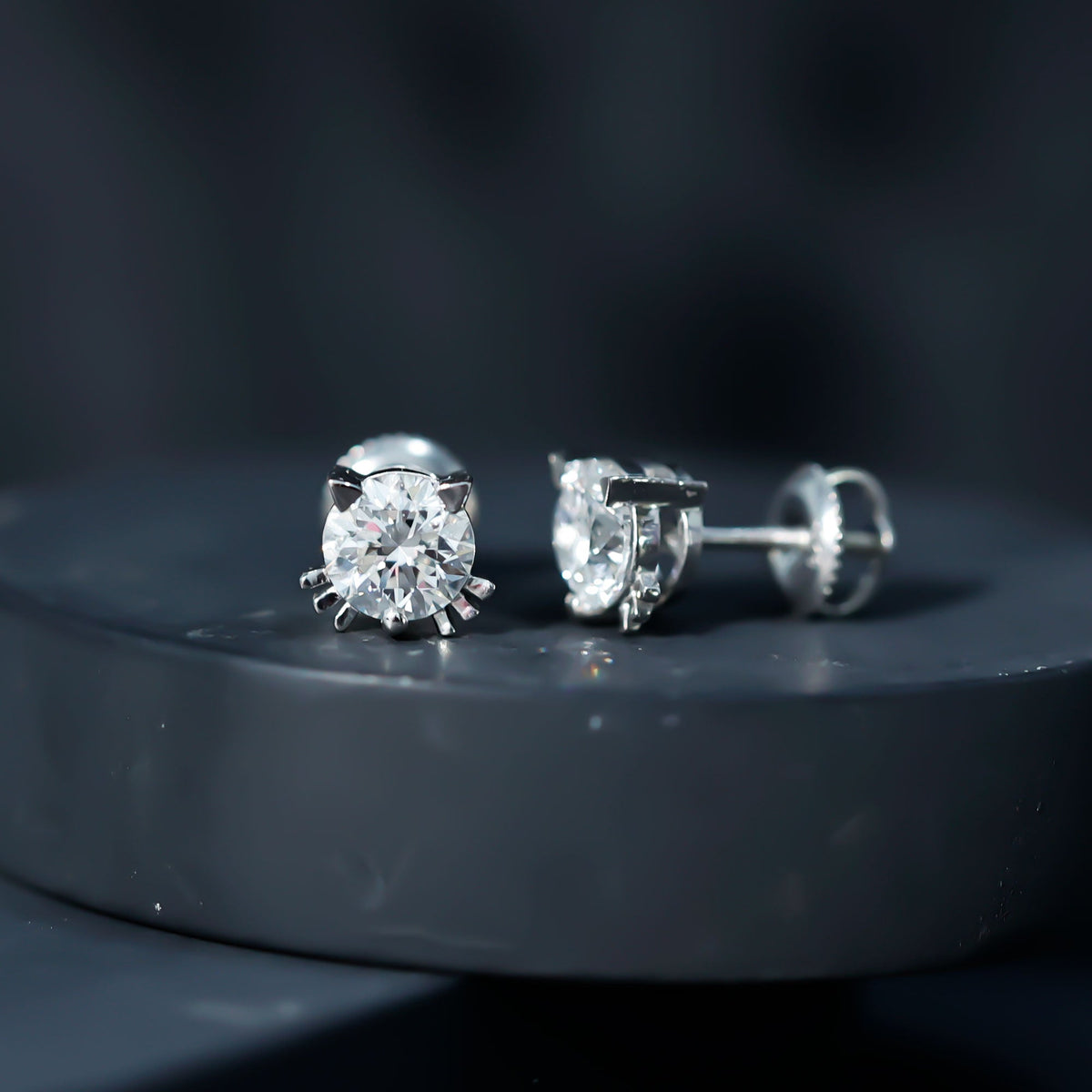 Certified 6MM Lab Grown Diamond Cute Cat Earrings