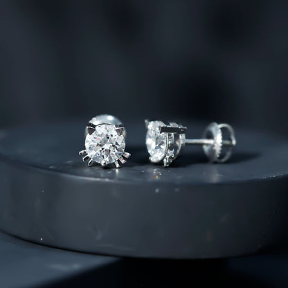 Certified 6MM Lab Grown Diamond Cute Cat Earrings