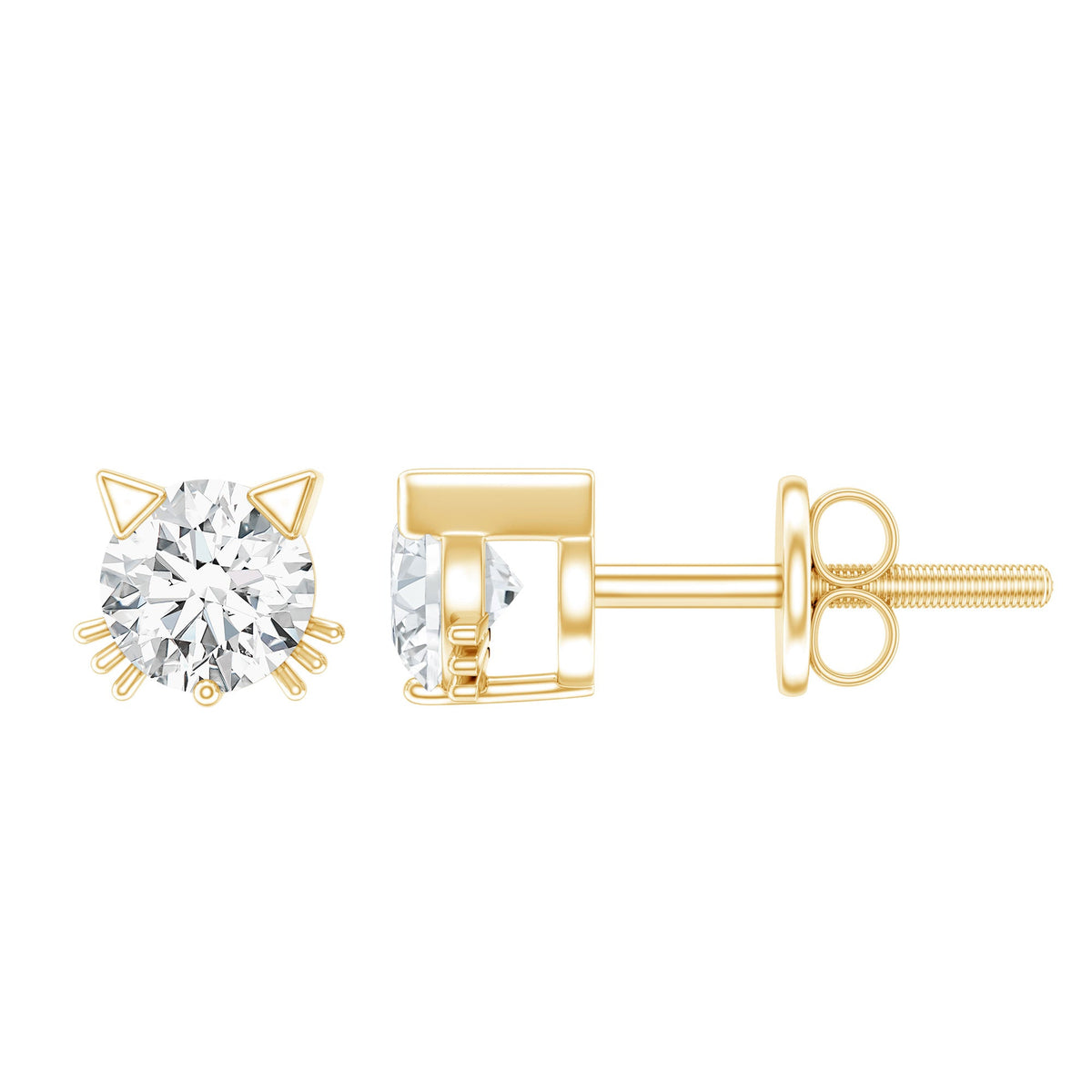Certified 6MM Lab Grown Diamond Cute Cat Earrings